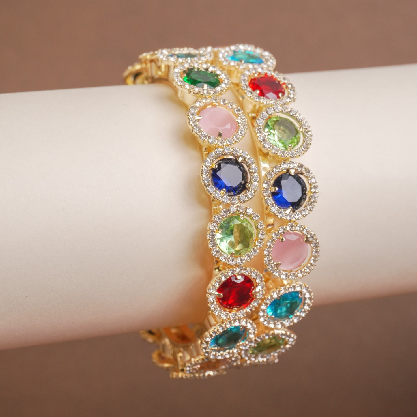 Kavya Multicolor Golden AD Kada Pair