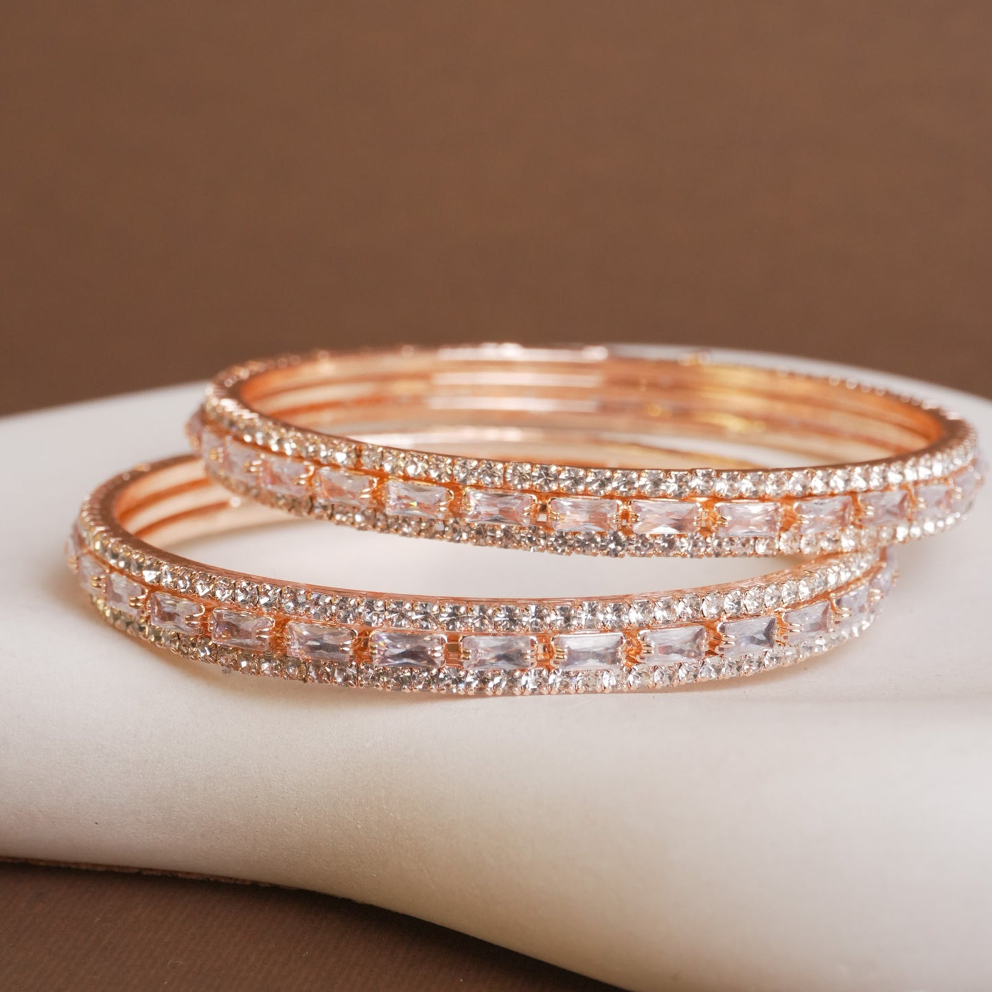 Rose Gold Reva AD Bangle Pair