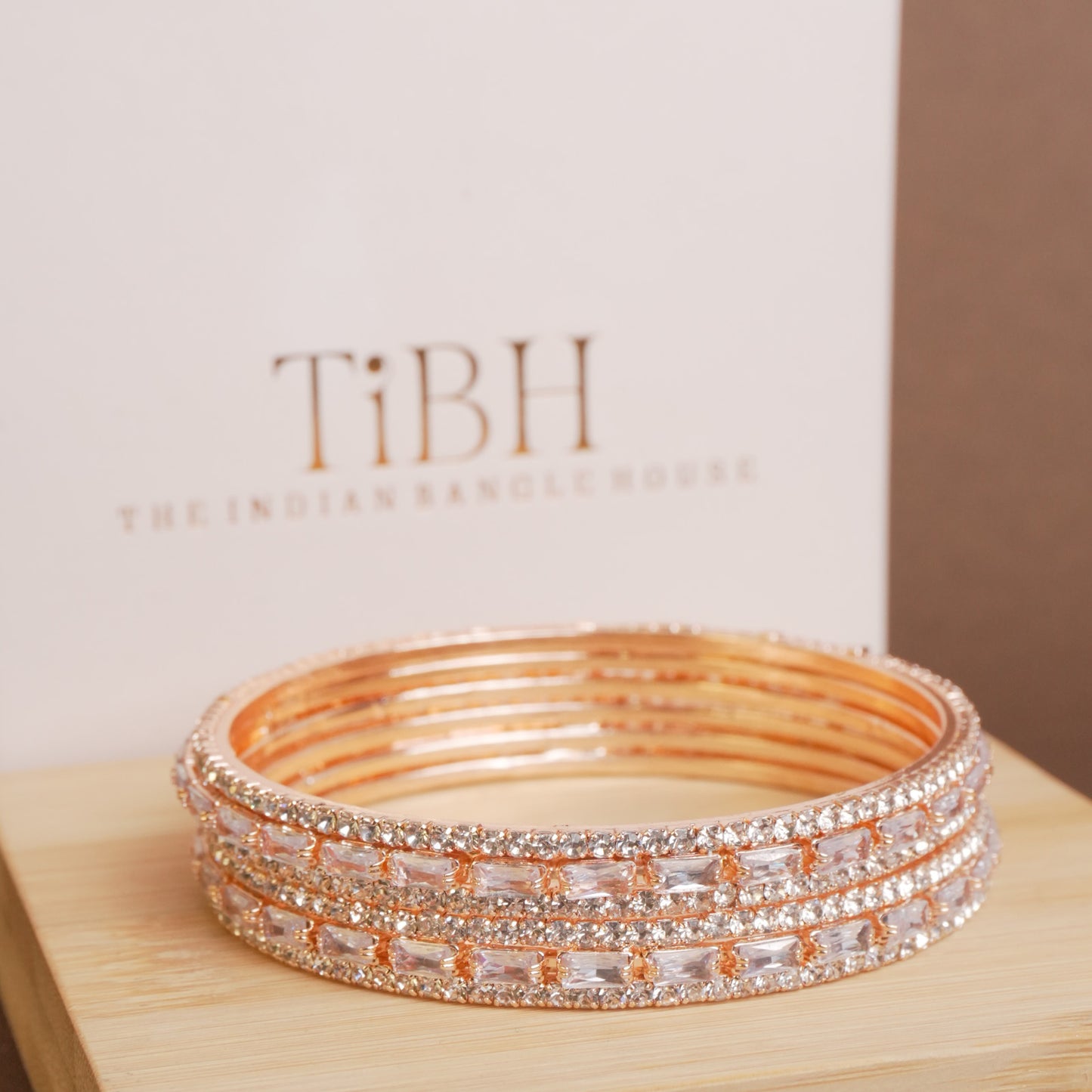 Rose Gold Reva AD Bangle Pair