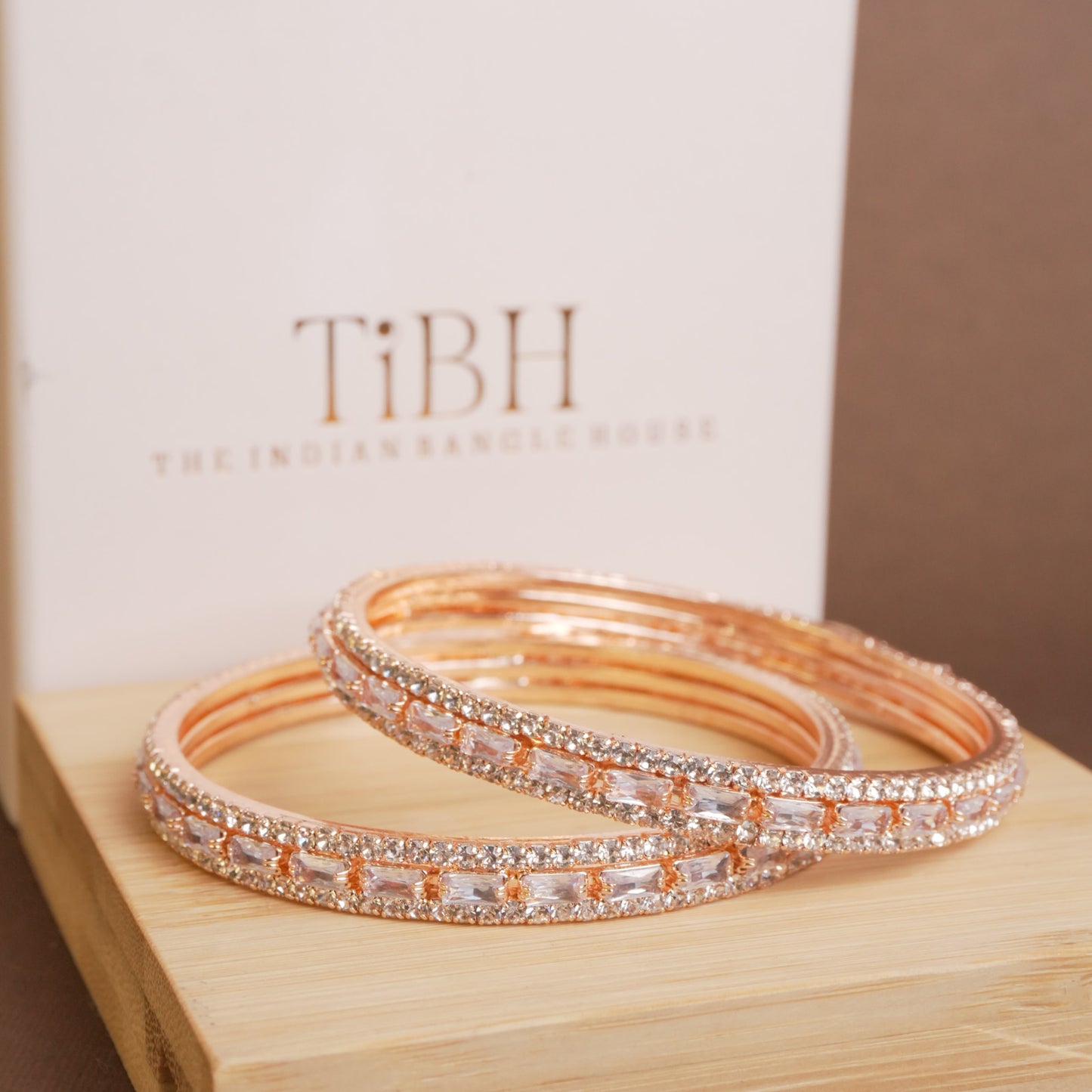 Rose Gold Reva AD Bangle Pair