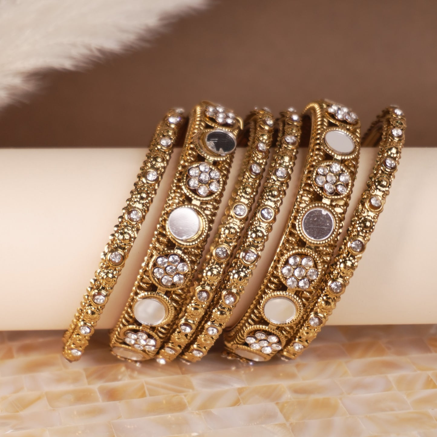 Brass Mirror Antitarnish Bangle Set