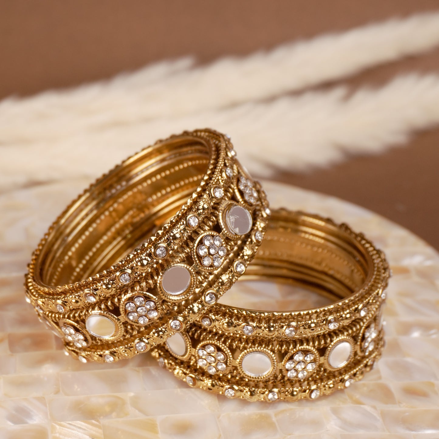 Brass Mirror Antitarnish Bangle Set