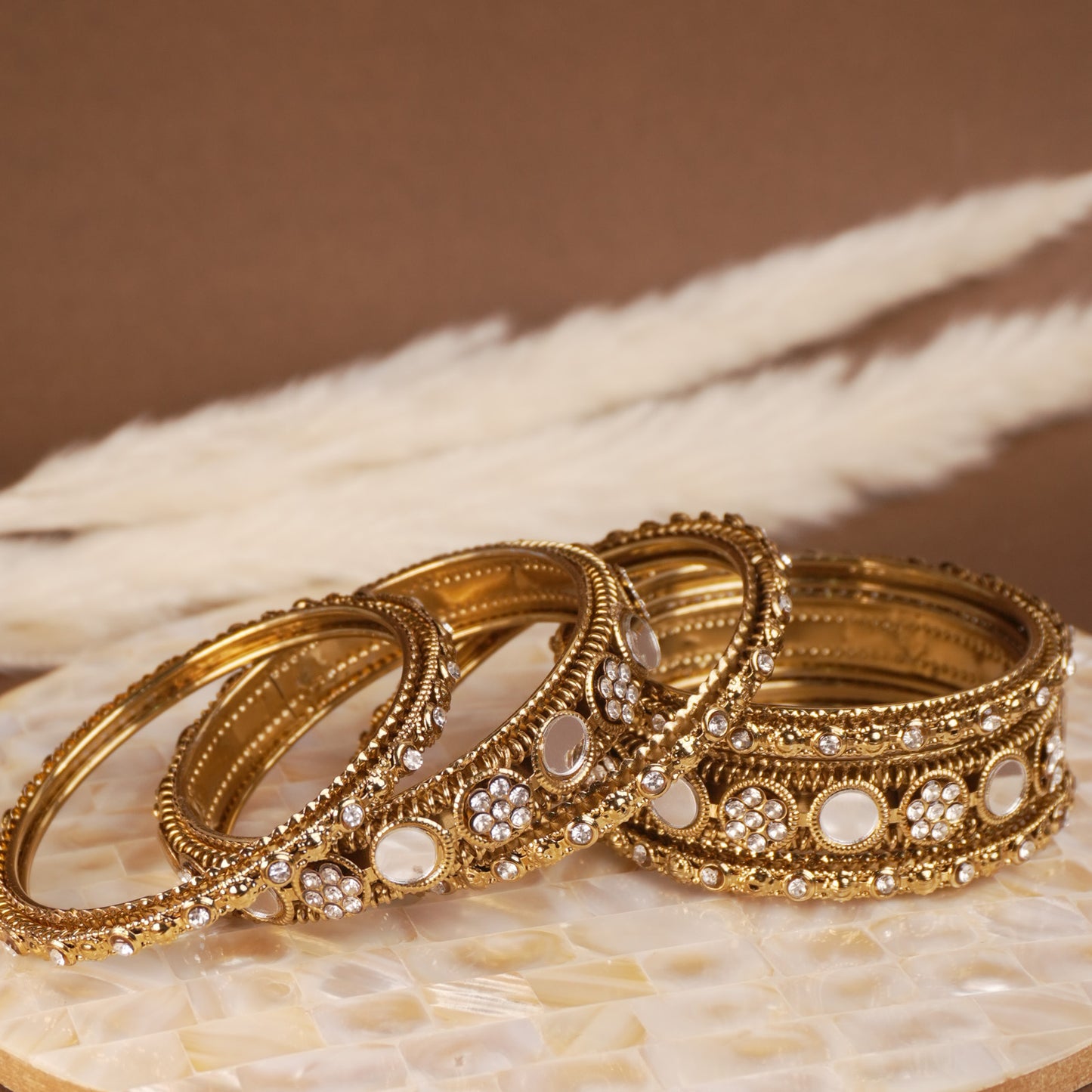 Brass Mirror Antitarnish Bangle Set