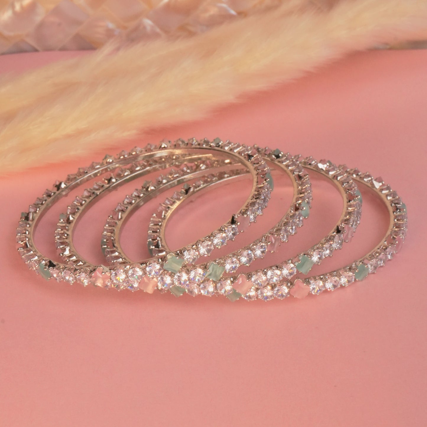 Mira Mint Green AD Bangles
