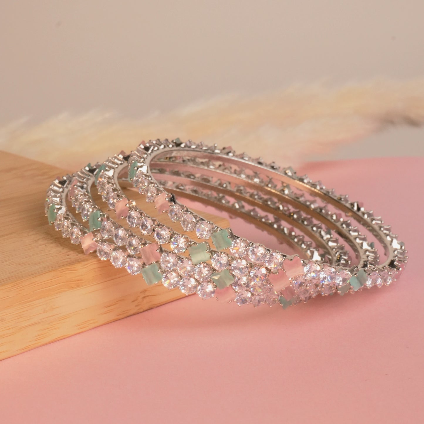 Mira Mint Green AD Bangles