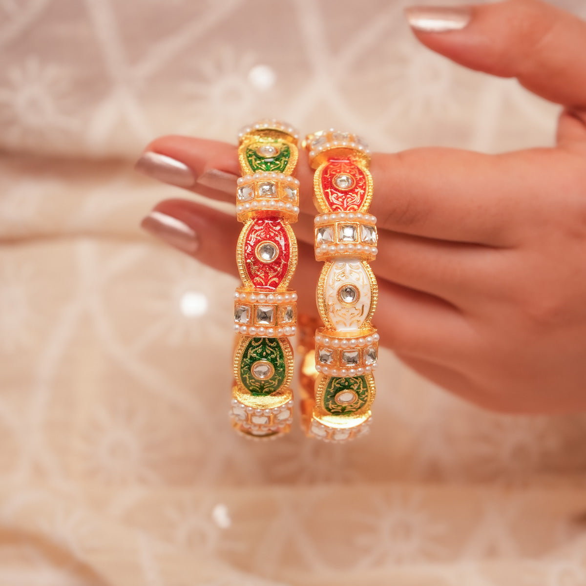 Ruhani Meenakari Kada Pair