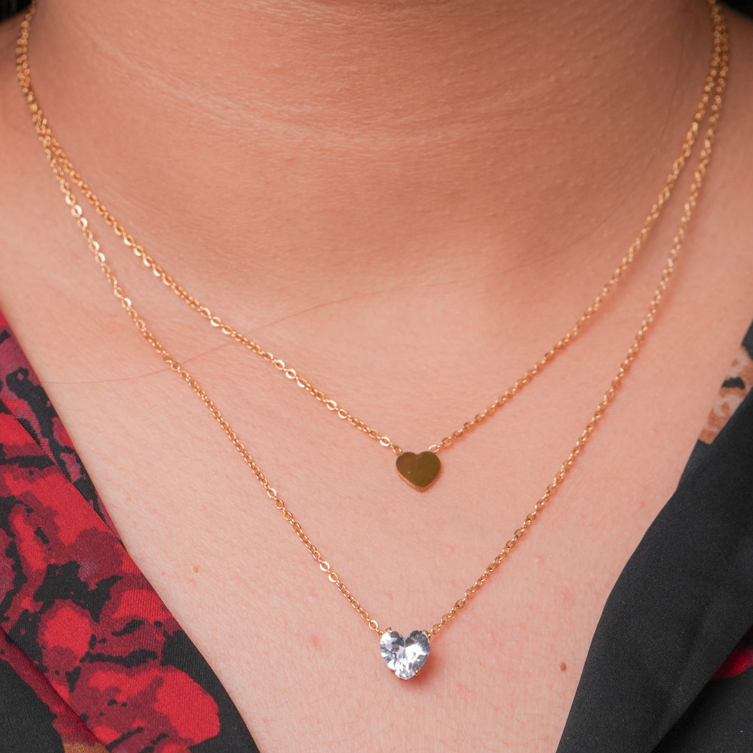 Double Heart Layered Necklace