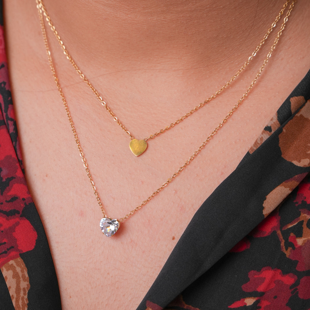 Double Heart Layered Necklace