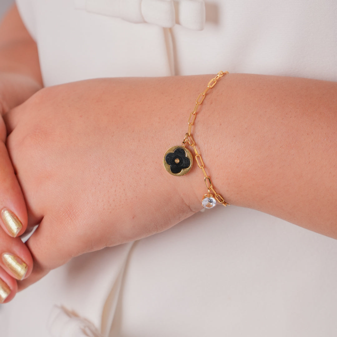 Midnight Clover Charm Bracelet