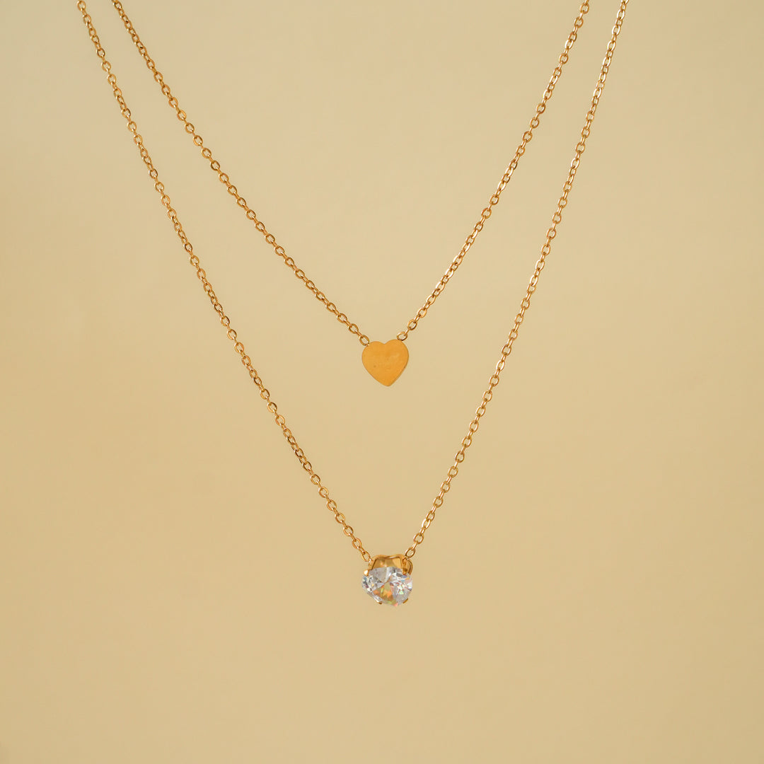 Double Heart Layered Necklace