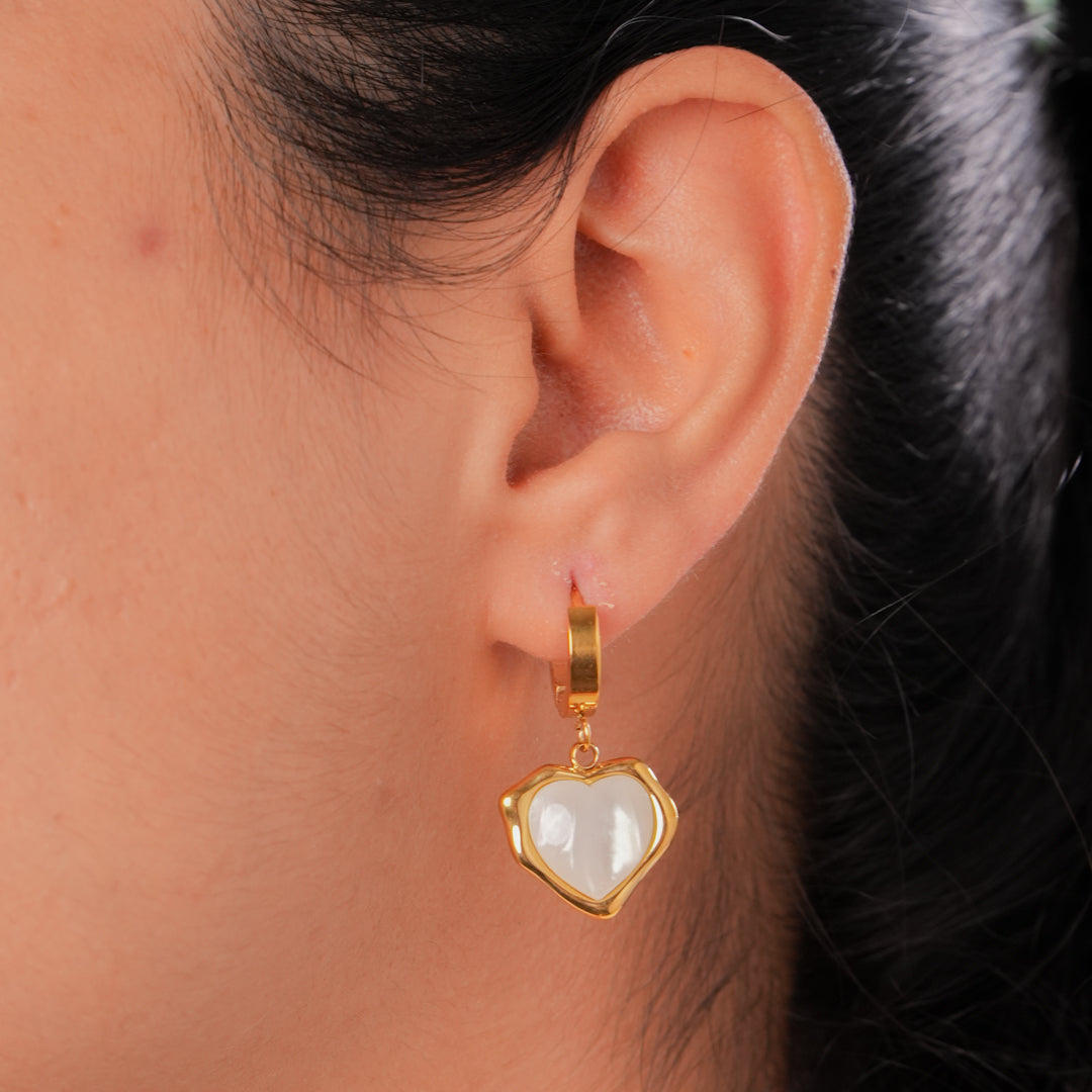 MOP Heart Charm Earrings