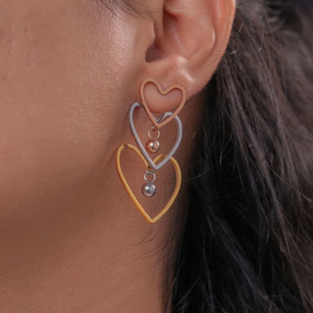 Triple Heart Earrings