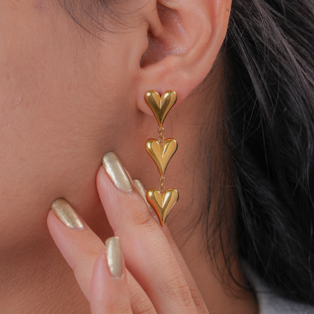 Triple Heart Earrings