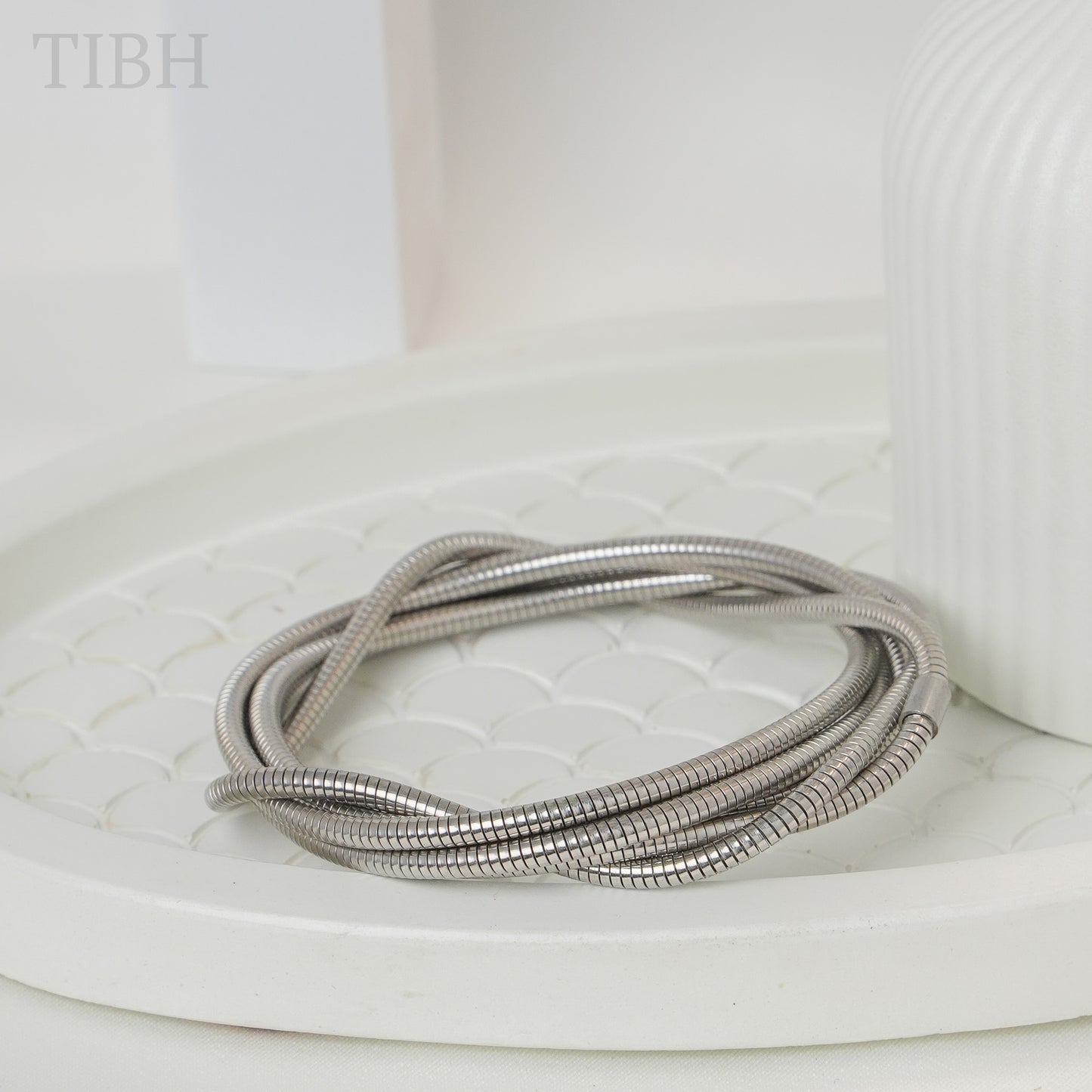 Multilayer Silver Coil Bracelet