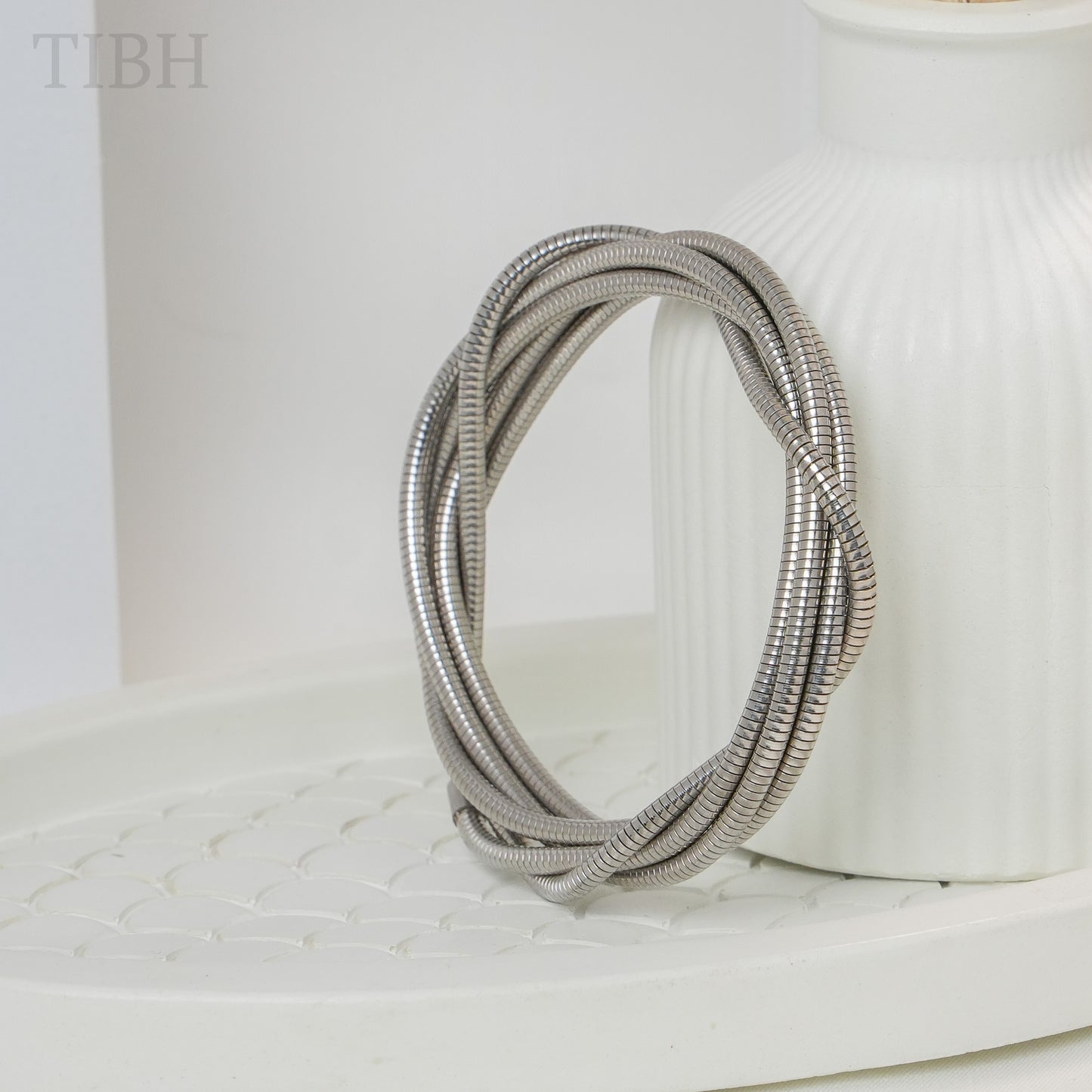 Multilayer Silver Coil Bracelet
