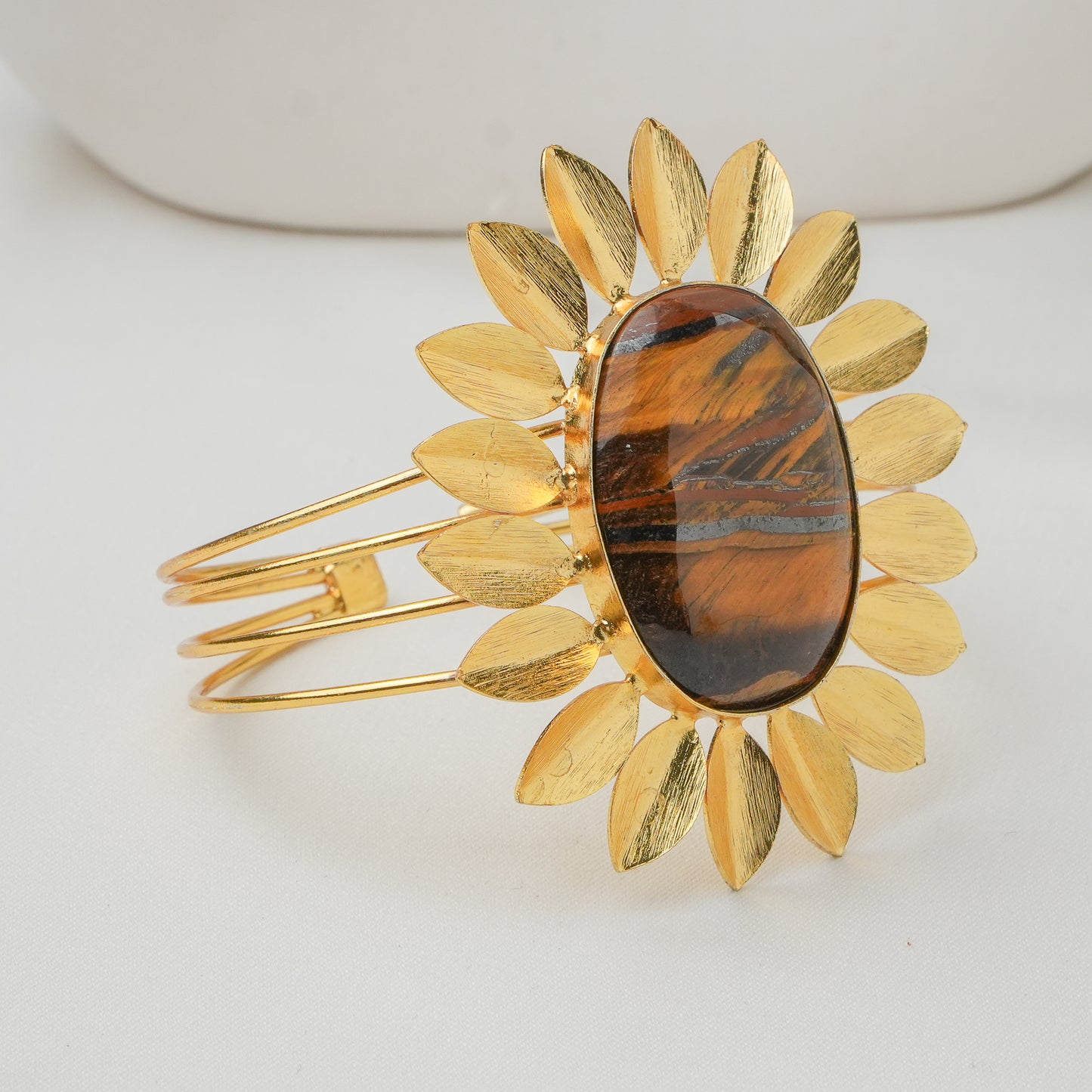 Golden Sunburst Brass Cuff Bracelet