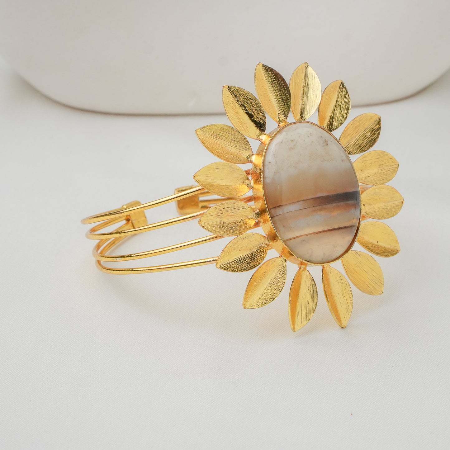 Golden Sunburst Brass Cuff Bracelet