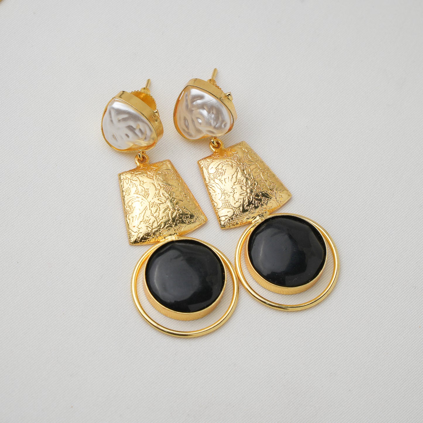 Kavya Brass Pearl Earrings