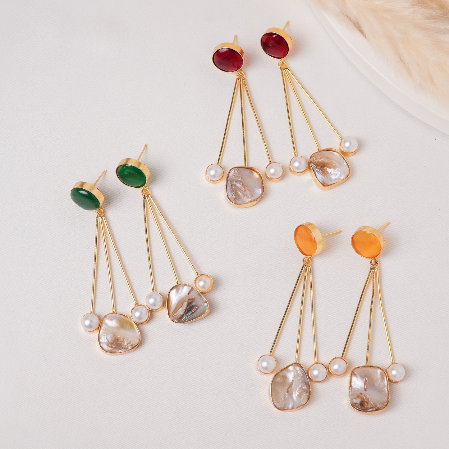 Raag Brass Earrings with MOP