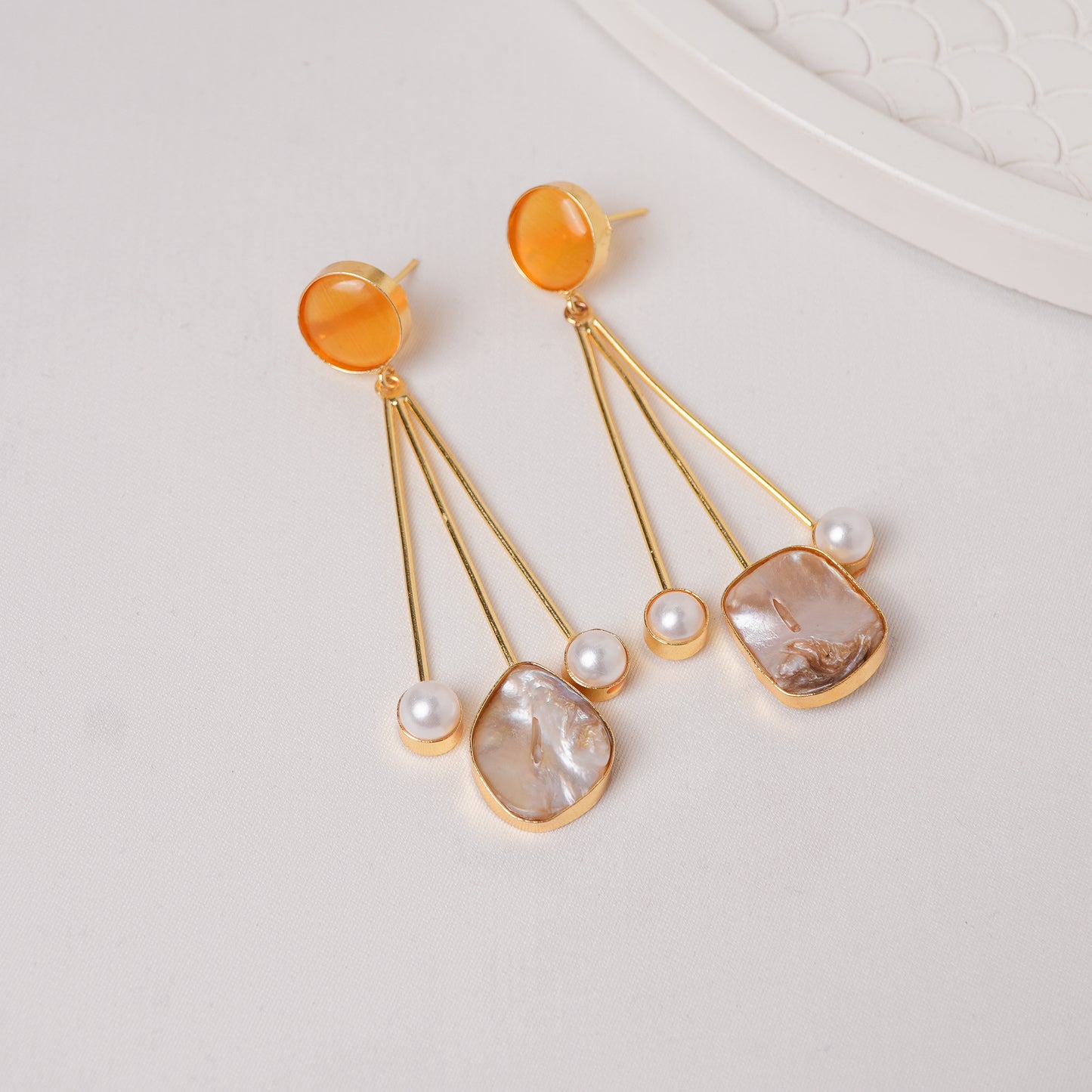 Raag Brass Earrings with MOP