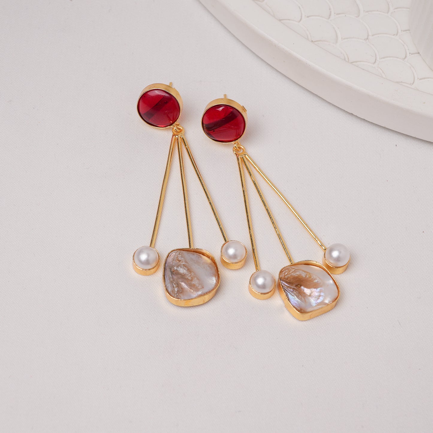 Raag Brass Earrings with MOP