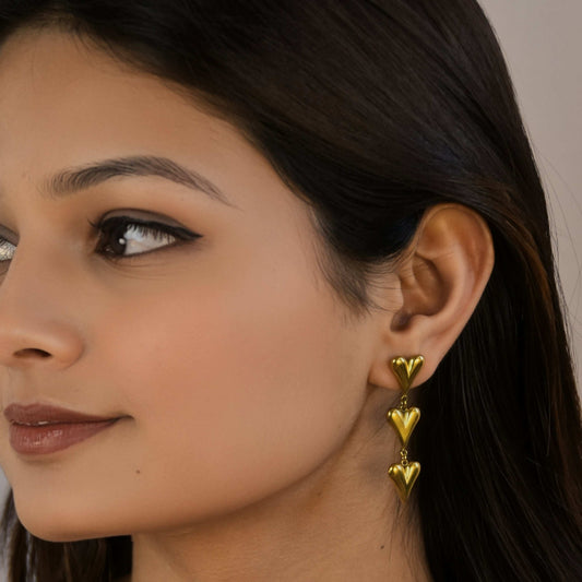 Triple Heart Earrings
