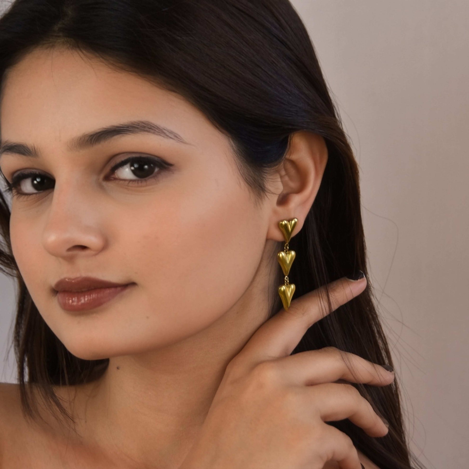 Triple Heart Earrings