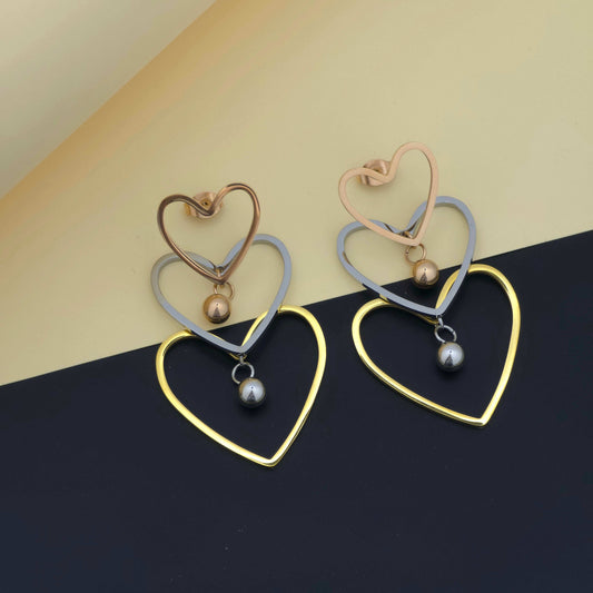 Triple Heart Earrings