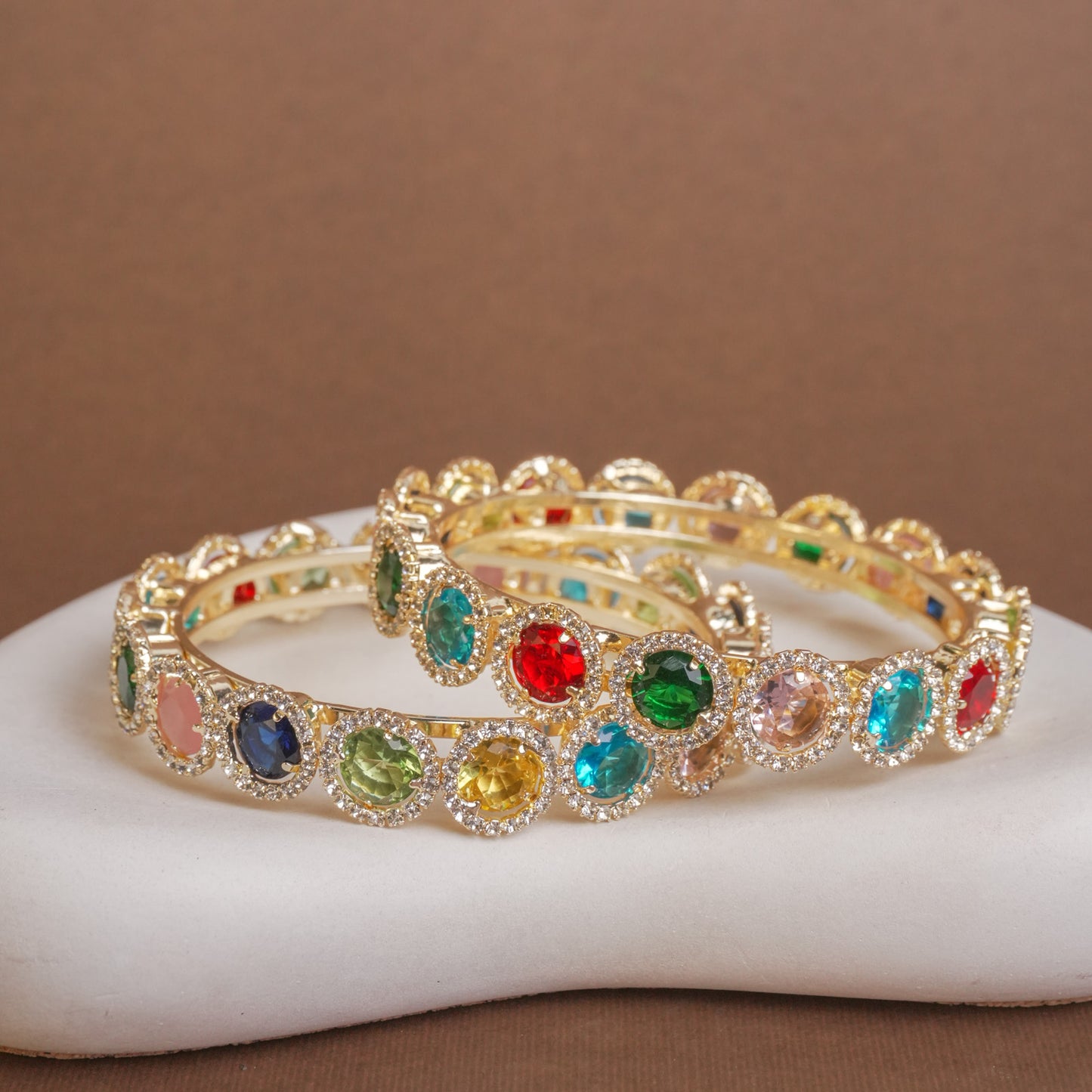 Kavya Multicolor Golden AD Kada Pair