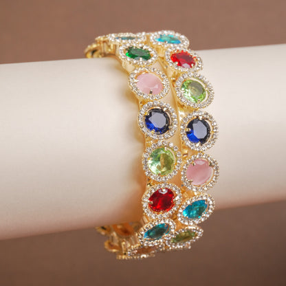 Kavya Multicolor Golden AD Kada Pair