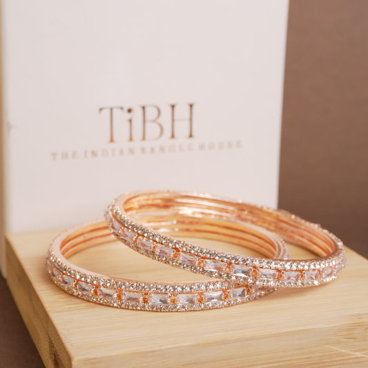 Rose Gold Reva AD Bangle Pair
