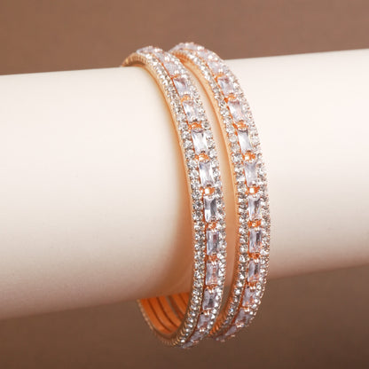 Rose Gold Reva AD Bangle Pair