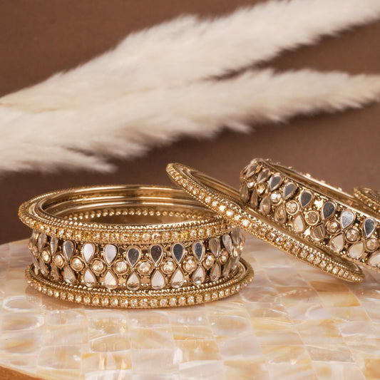 Brass Teardrop Mirror Bangle Set