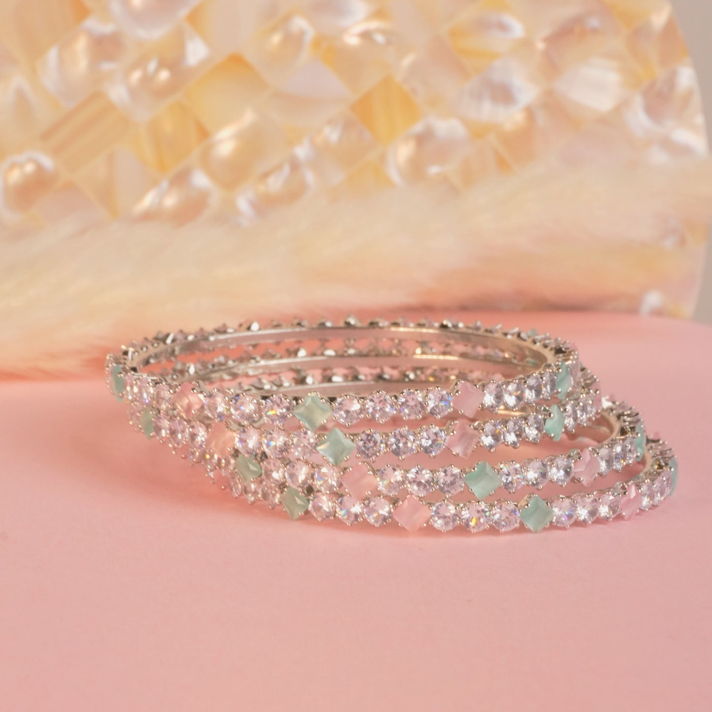 Mira Mint Green AD Bangles