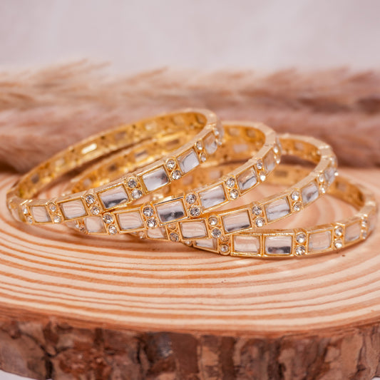 Brass Kundan Bangle Set