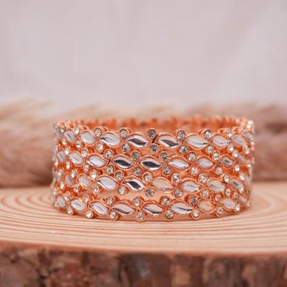 Rose Gold Kundan Meena Bangles