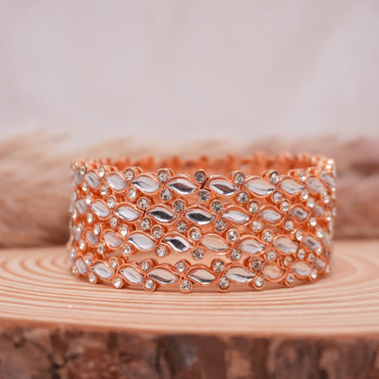 Rose Gold Kundan Meena Bangles