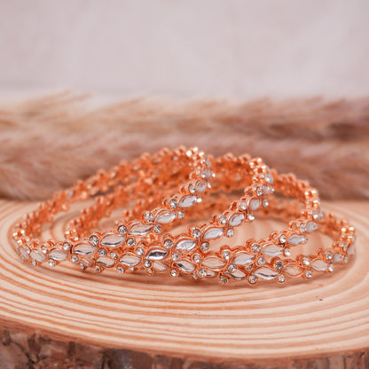 Rose Gold Kundan Meena Bangles