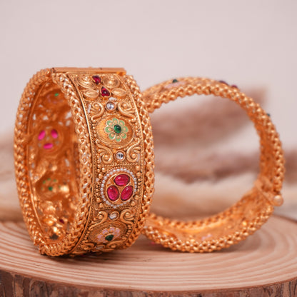 Anoki Temple Brass Kada Pair