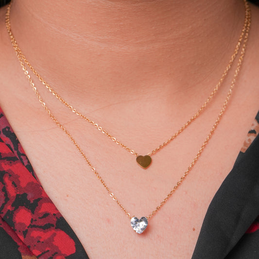 Double Heart Layered Necklace