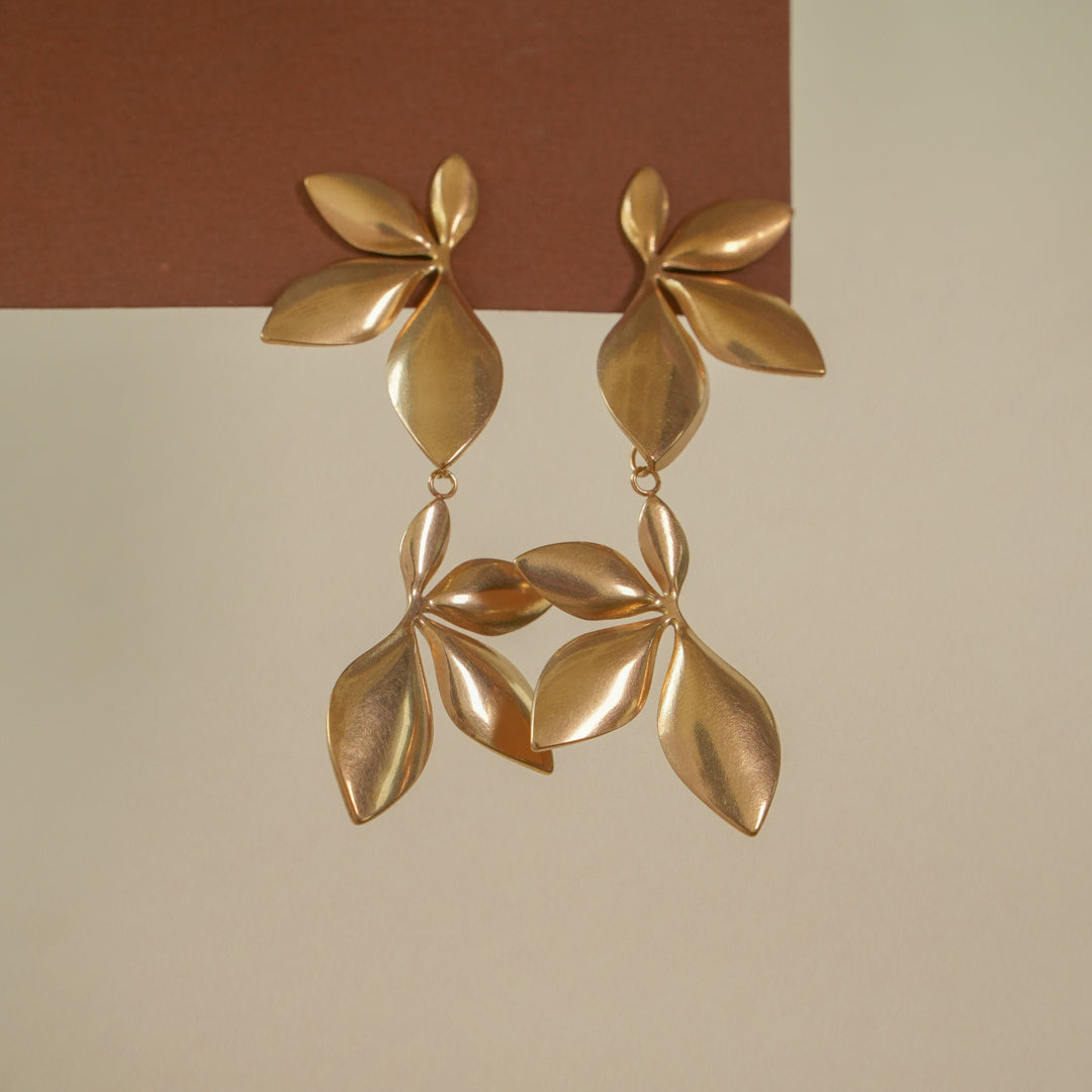 Golden Flora Drop Earrings