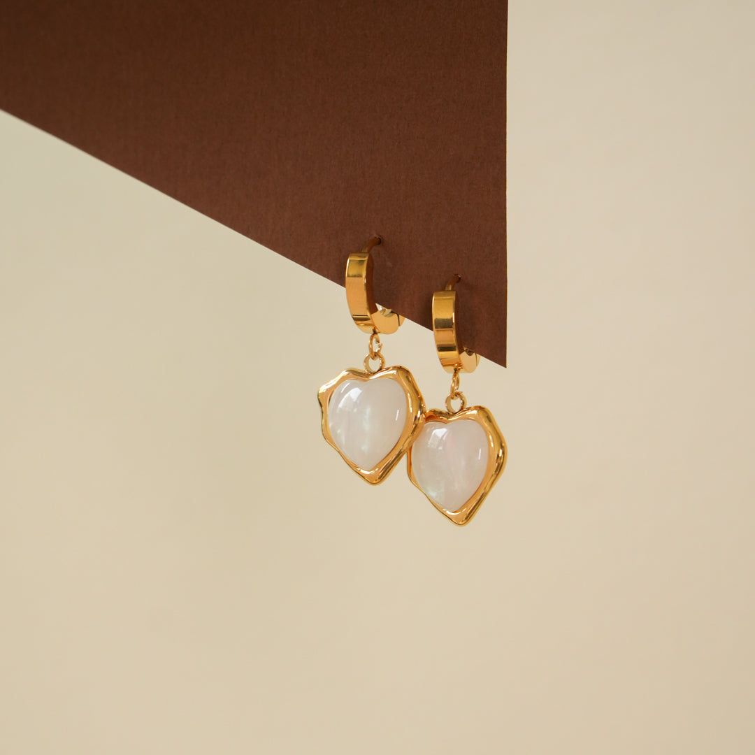 MOP Heart Charm Earrings
