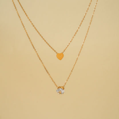 Double Heart Layered Necklace