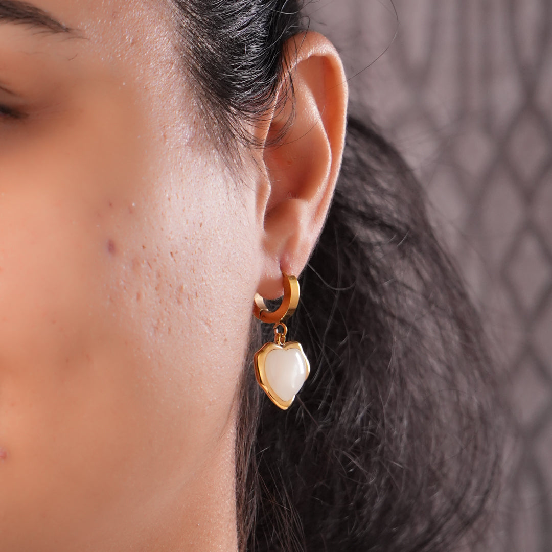 MOP Heart Charm Earrings