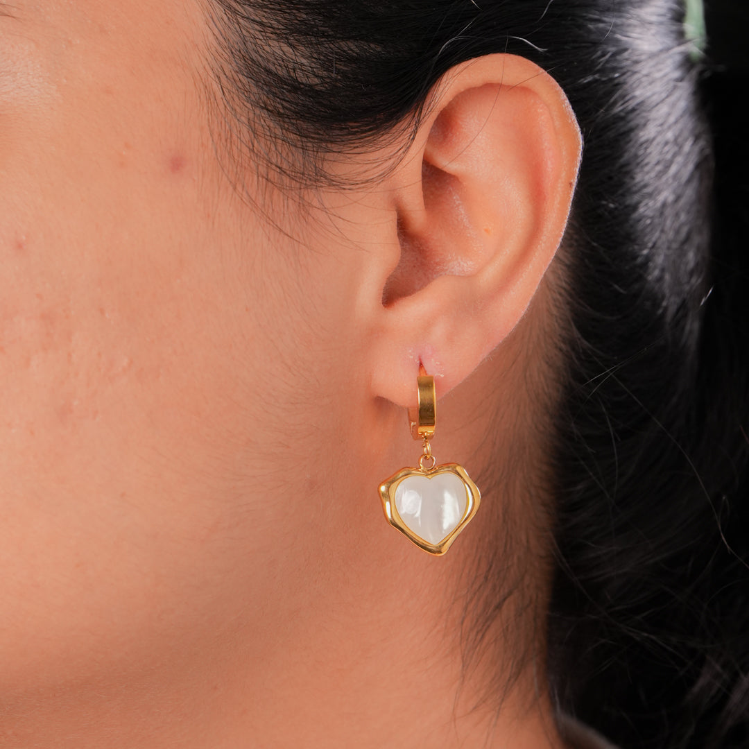 MOP Heart Charm Earrings