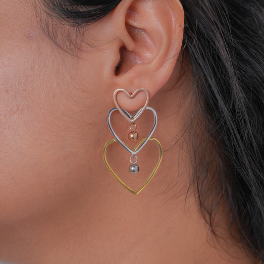 Triple Heart Earrings