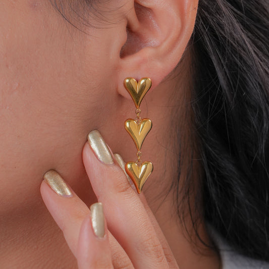 Triple Heart Earrings