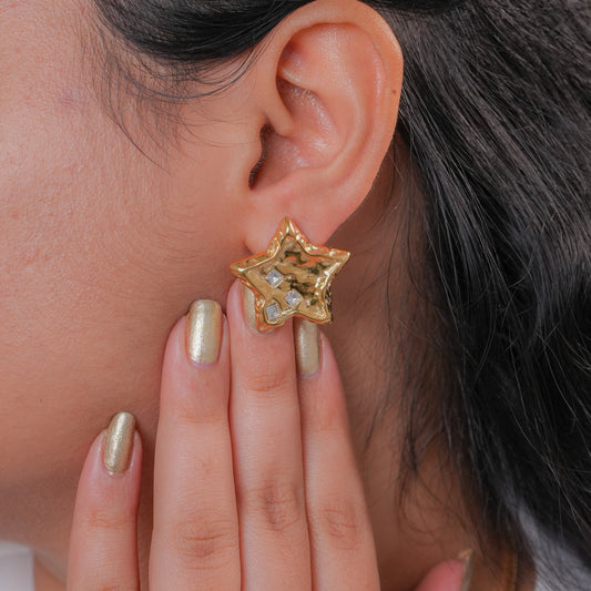 3 Stone Star Earrings