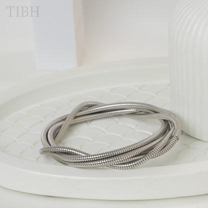Multilayer Silver Coil Bracelet