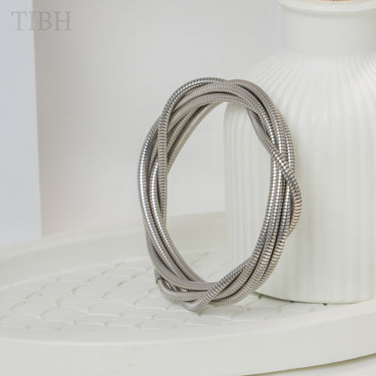 Multilayer Silver Coil Bracelet